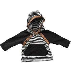 Tommy Bahama Baby Boy Stripe Colorblock Hoodie Shirt | Brown Combo | 3-6 months